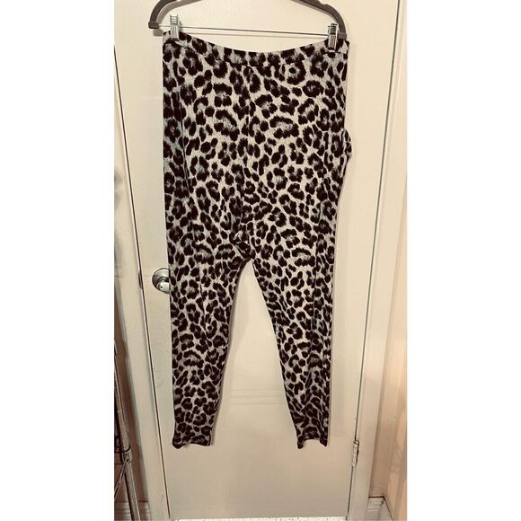 Michael Kors Black Gray Leopard Print Polyester Harem Pants Size M - Picture 6 of 9